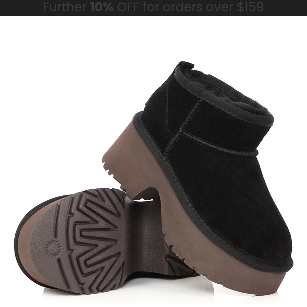 UGG Black Suede Platform Boots - Picture 2 of 4